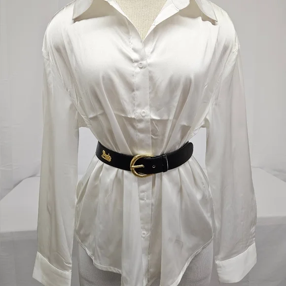 Celine Carriage Belt In Black Leather And Gold Hardware Women's Size 70 - Picture 3 of 13